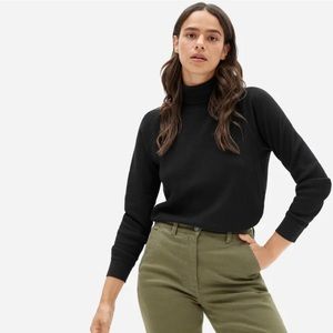 Everlane - the black cotton turtleneck waffle long sleeve - Large